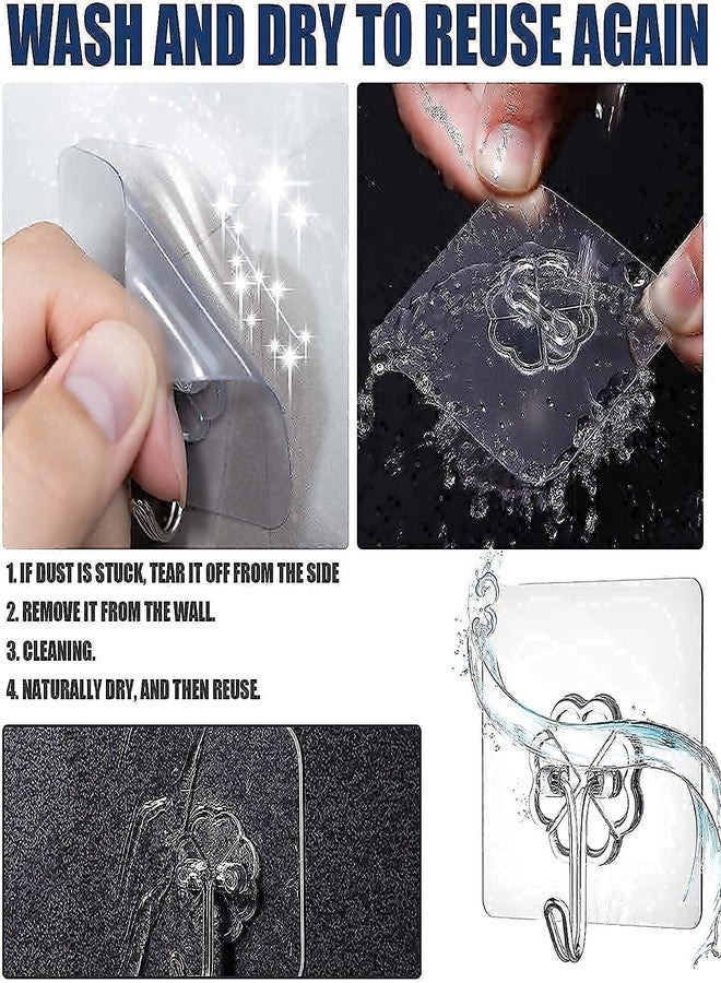 Solitude 50 Pieces PVC Heavy Duty Self Adhesive Stainless Hooks Transparent Waterproof and Oilproof Wall Hooks for Kitchen, Bathroom Shower Door Outdoor Home Improvement Utility Hook - Image 5